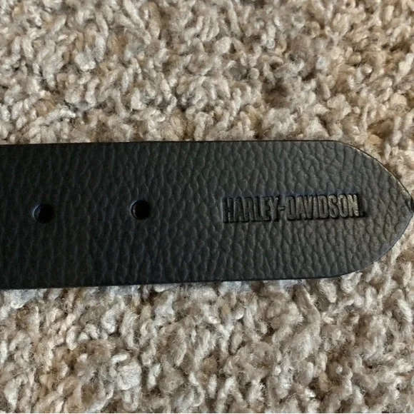 Harley-Davidson Men's XL 42/44 Pebbled Genuine Leather Belt, Black New - Picture 9 of 10
